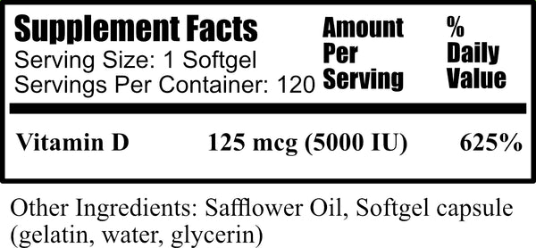 D3 Vitamins  5000 IU Softgels