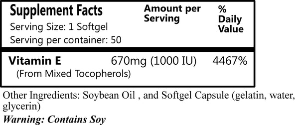 Vitamin E  50 softgels